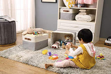 Load image into Gallery viewer, DECOMOMO Foldable Storage Bin | Collapsible Sturdy Fabric Storage Basket Cube W/Handles for Organizing Shelf Nursery Toy Closet (Grey and White, Large - 3 Pack)
