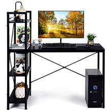 Load image into Gallery viewer, Tangkula Tower Computer Desk with 4 Tier Shelves, Study Writing Table with Storage Bookshelves, Modern Compact Home Office Workstation, 47.5" Tower PC with Steel Frame &amp; Adjustabe Feet Pad

