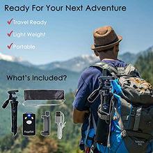 Load image into Gallery viewer, Fugetek 54" Tripod, Works with Phone &amp; Camera, Use for Facetime, Video Calls, Teaching, Lightweight Aluminum, Removable Bluetooth Remote, Mount Smartphone, DSLR, Compatible with Apple Android, Black
