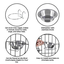 Load image into Gallery viewer, Stainless Steel Hanging Pet Bowls for Dogs and Cats- Cage, Kennel, and Crate Feeder Dish for Food and Water- Set of 2, 8 oz Each By PETMAKER
