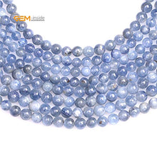 Load image into Gallery viewer, GEM-Inside Natural 4mm Blue Kyanite Gemstone Round Smooth Loose Beads Crystal Energy Stone Power for Jewelry Making 15"
