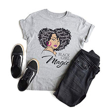 Load image into Gallery viewer, CONTEANER Black Girl Magic - Afro Woman Shirt,Black Girl Tee, Afro Queen Black Pride Gift (Grey,S)
