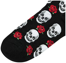 Load image into Gallery viewer, Hot Sox Women's Conversation Starter Novelty Casual Fashion Socks, Skulls and Roses (Black), Shoe Size: 4-10
