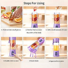 Load image into Gallery viewer, Portable Blender Cup,Electric USB Juicer Blender,Mini Blender Portable Blender For Shakes and Smoothies, juice,380ml, Six Blades Great for Mixing,light purple
