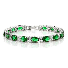 Load image into Gallery viewer, Gem Stone King 40.00 Ct Oval and Round Green Color Cubic Zirconias CZ Tennis Bracelet 7 Inch

