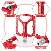 Load image into Gallery viewer, MatyKit S Shape Mountain Bike Pedals of Lightweight, Specialized 9/16" UD Bearings Ultra Strong Colorful CNC Machined Alloy Bicycle Non-Slip Pedal, Anodizing Sealed 3 Bearing Cycling Pedals (Red)
