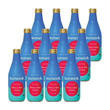 Load image into Gallery viewer, Sunwink Hibiscus Mint Unwind Sparkling Tonic 12-Pack | Organic, non-alcoholic drink with plant-based ingredients for relaxation | (12 oz)
