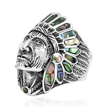 Load image into Gallery viewer, AeraVida Abalone Shell Native American Style .925 Sterling Silver Ring (11)
