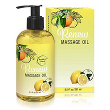 Load image into Gallery viewer, Renew Massage Oil with Orange, Lemon &amp; Peppermint Essential Oils - Great for Massage Therapy or Home use. Ideal for Full Body – with Almond, Grapeseed &amp; Jojoba Oils – By Brookethorne Naturals
