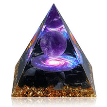 Load image into Gallery viewer, Hopeseed Orgone Pyramid for Positive Energy, Orgonite Amethyst&amp;Obsidian Healing Crystal Pyramids for Reduce Stress Chakra Reiki Healing Meditation Attracts Lucky and Success

