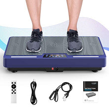 Load image into Gallery viewer, RINKMO Vibration Plate Exercise Machines with Resistance Bands, Whole Body Workout Vibrating Plateform with Bluetooth Speaker LED Light Bar for Home Fitness Training Equipment and Weight Loss Blue

