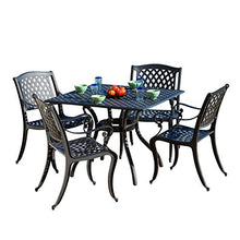 Load image into Gallery viewer, Christopher Knight Home Hallandale Cast Aluminum Outdoor Dining Set, 5-Pcs Set, Black Sand
