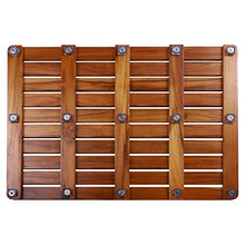 Load image into Gallery viewer, Utoplike Teak Wood Bath Mat, Shower Mat Non Slip for Bathroom, Wooden Floor Mat Square Large for Spa Home or Outdoor (24"x18")
