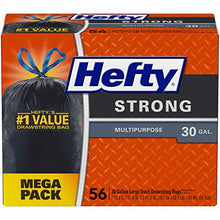 Load image into Gallery viewer, Hefty Strong Multipurpose Large Black Trash Bags, 30 Gallon, 56 Count
