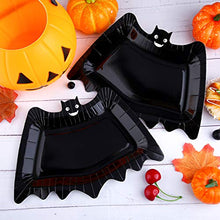 Load image into Gallery viewer, Elcoho 50 Pieces Halloween Bat Paper Plates Disposable Plates Dinnerware Plates Halloween Paper Tableware for Halloween Party
