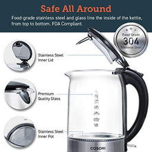 Load image into Gallery viewer, COSORI Glass Boiler Hot Water &amp; Tea Heater with LED Indicator Light 100% Stainless Steel Inner Lid &amp; Bottom, Auto Shut-Off &amp; Boil-Dry Protection, 1.7L, Black
