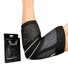 Load image into Gallery viewer, Venom Strapped Elbow Brace Compression Sleeve - Elastic Support, Tendonitis Pain, Tennis Elbow, Golfer's Elbow, Arthritis, Bursitis, Basketball, Baseball, Golf, Lifting, Sports, Men, Women (Small)
