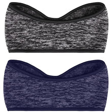 Load image into Gallery viewer, SAVITA 2 Pack Ear Warmers Headband Stretchy Ear Covers Sweatband Ski Winter Headband Earmuff Workout Headbands Moisture Wicking Thermal Sport Headbands for Women Man Girls (Gray and Dark Blue)
