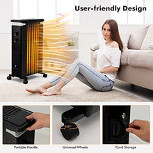 Load image into Gallery viewer, GOFLAME Oil Filled Radiator Heater, 1500W Electric Portable Space Heater with 3 Heat Settings and Built-In Thermostat, Oil Heater with Wheels, Tip-Over &amp; Overheat Protection for Home Office (Black)
