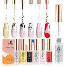 Load image into Gallery viewer, Beetles Gel Polish Nail Art Gel Liner Kit with 15ml Gel Base and Top Coat-6 Popular Black White Red Colors Gel Art Paint For Nails Thin Nail Art Brushes Gel Pens Soak OffGold Silver Glitters
