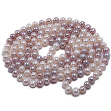 Load image into Gallery viewer, JYX AA + Pearl Long Necklace Classical 8-9mm Multi Color Natural Freshwater Cultured Pearl Sweater Necklace 47"
