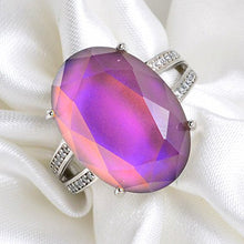 Load image into Gallery viewer, Fun Jewels Elegant Multi Color Change Facet Oval Crystal Stone Brass Mood Ring Size Adjustable

