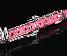 Load image into Gallery viewer, Glory B Flat Clarinet with Second Barrel, 11reeds,8 Pads Cushions,case,carekit and More -Pink with Silver Keys
