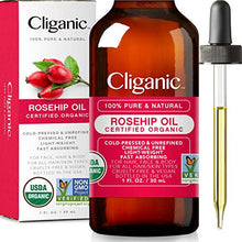 Load image into Gallery viewer, Cliganic USDA Organic Rosehip Seed Oil for Face, 100% Pure | Natural Cold Pressed Unrefined Non-GMO | Carrier Oil for Skin, Hair &amp; Nails
