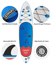 Load image into Gallery viewer, Cooyes Premium Inflatable Stand Up Paddle Board (6 inches Thick) with SUP Accessories &amp; Backpack, Dry Bag, Adjustable Kayak Seat, Large Fin, Leash, Paddle and Pump, Standing Boat for Youth &amp; Adult

