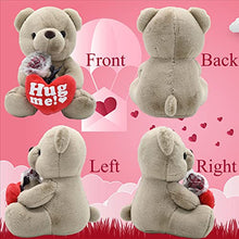 Load image into Gallery viewer, Valentine's Day Hug Me Teddy Bear, 9in Plush Heart Teddy Bear Stuffed Animal with Bow Rose Valentines Day Gift for Kids Couple Girlfriend Valentines Exchange Gift, Valentines Party Favor, Birthday

