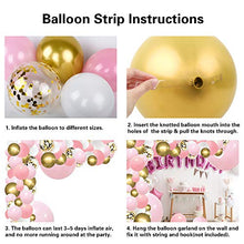 Load image into Gallery viewer, RUBFAC Pink Balloon Arch Garland Kit, 192 Pcs Pink White Gold and Gold Confetti Balloons for Birthday Party, Shower, Wedding Background Decorations
