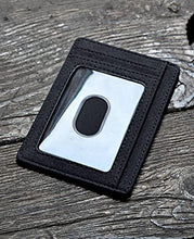 Load image into Gallery viewer, Buffway Slim Minimalist Front Pocket RFID Blocking Leather Wallets for Men and Women - At Sahara Carbon Black
