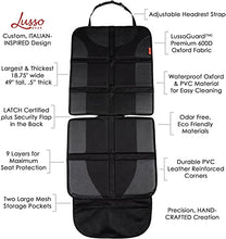 Load image into Gallery viewer, Lusso Gear Car Seat Protector, Thick Padding, 2 Mesh Storage Pockets, Waterproof, Protects Fabric or Leather Seats from Child Car Seat and Pets, Non-Slip Rubber Padded Backing, No Imprint (Black)
