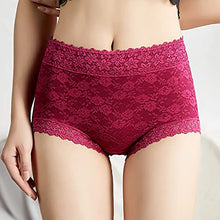Load image into Gallery viewer, Wanmeiqinglv Women's Sexy Lace Hipster Underwear Cotton High Waist Boyshorts Panties For Women Seamless Ladies Briefs 4 Pack (X-Large, Wine Red/Apricot/Jewelry Blue/Pink-4 Pack, x_l)
