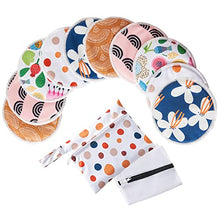 Load image into Gallery viewer, Organic Bamboo Nursing Pads for Breastfeeding - 10 Washable Pads + Wet Bag +Wash Bag, Super Absorbent Breast Pads Nipple Pads for Breastfeeding Reusable Breast Pads for Breastfeeding(Large 4.7")
