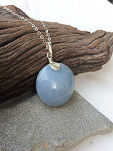 Load image into Gallery viewer, Natural Celestite/ Angelite sterling silver handmade pendant
