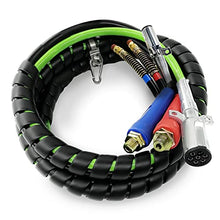 Load image into Gallery viewer, TORQUE 12ft 3 in 1 ABS &amp; Power Air Line Hose Wrap 7 Way Electrical Cable with Handle Grip for Semi Truck Trailer Tractor (TR813212)
