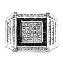 Load image into Gallery viewer, 925 Sterling Silver Cubic Zirconia Cz Black White Mens Band Ring Size 9.00 Man Fine Jewelry For Dad Mens Gifts For Him
