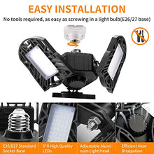 Load image into Gallery viewer, Garage Lights, LED Deformable Garage Light, Ultra-Bright Shop Lightning with 3 Adjustable Panels, Garage Ceiling Light for Workshop/Warehouse (60W)

