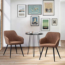 Load image into Gallery viewer, ANNJOE Faux Leather Accent Chair Arm Chairs Living Room Chairs Leisures Chair Upholstered Chair with Metal Legs Set of 2 for Home Kitchen Office Bistro Cafe, Brown
