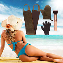 Load image into Gallery viewer, 4 Pack Self Tanning Mitt Applicator Kit, with Self Tanning Glove, Self Tan Back Applicator, Exfoliating Glove, Flat Top Self Face Tanner Brush, for Self Sunless Tan Fake Bake Tan (brown)
