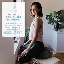 Load image into Gallery viewer, Buckwheat Meditation Cushion Round Zafu Yoga Pillow - Zafu Meditation Cushion Velvet with Zippered Organic Cotton Liner to Add or Remove Hulls | Machine Washable - Free Carry Bag (Celestite Crystal)
