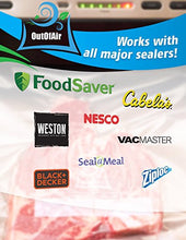 Load image into Gallery viewer, 11" x 25' Rolls (Fits Inside Machine) - 4 Pack (100 feet total) OutOfAir Vacuum Sealer Rolls. Works with FoodSaver Vacuum Sealers. 33% Thicker, BPA Free, Sous Vide, Commercial Grade
