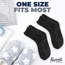 Load image into Gallery viewer, Pembrook Non Skid / Slip Socks – (2-Pack – Black) – Hospital - Fuzzy Slipper Socks – Great for adults, men, women. Designed for medical hospital patients but great for everyone

