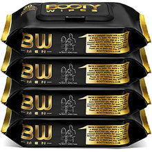 Load image into Gallery viewer, BOOTY WIPES for Men - 320 Flushable Wet Wipes for Adults, Man Wipes (320 Wipes Total - 4 Flip-Top Packs of 80) Infused with Vitamin-E &amp; Aloe
