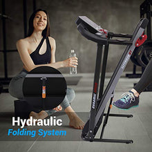Load image into Gallery viewer, Folding Treadmill Exercise Running Machine - Electric Motorized Running Exercise Equipment w/ 12 Pre-Set Program, Manual Incline, Bluetooth Music/App Support - Home Gym/Office - SereneLife SLFTRD26BT
