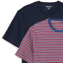 Load image into Gallery viewer, Amazon Essentials Men's 2-Pack Slim-Fit Short-Sleeve Crewneck T-Shirt, -Red, White, Blue Feeder/Navy, X-Small
