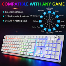 Load image into Gallery viewer, FELiCON Rechargeable Gaming Wireless Keyboard and Mouse Set Rainbow RGB LED Backlit Suspended Keycap Mechanical Feel 4800mAh Large Capacity Lithium Battery for Mac PC Laptop Computer Game Work Office

