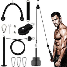 Load image into Gallery viewer, YaNovate Fitness LAT and Lift Pulley System with Loading Pin, Tricep Strap Rope, Cable Rope for Muscle Strength, Home Workout Gym Equipment Machine for Pull Downs, Biceps Curl, Forearm, Shoulder
