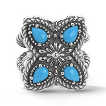 Load image into Gallery viewer, American West Sterling Silver Sleeping Beauty Turquoise Gemstone Butterfly Concho Ring Size 5
